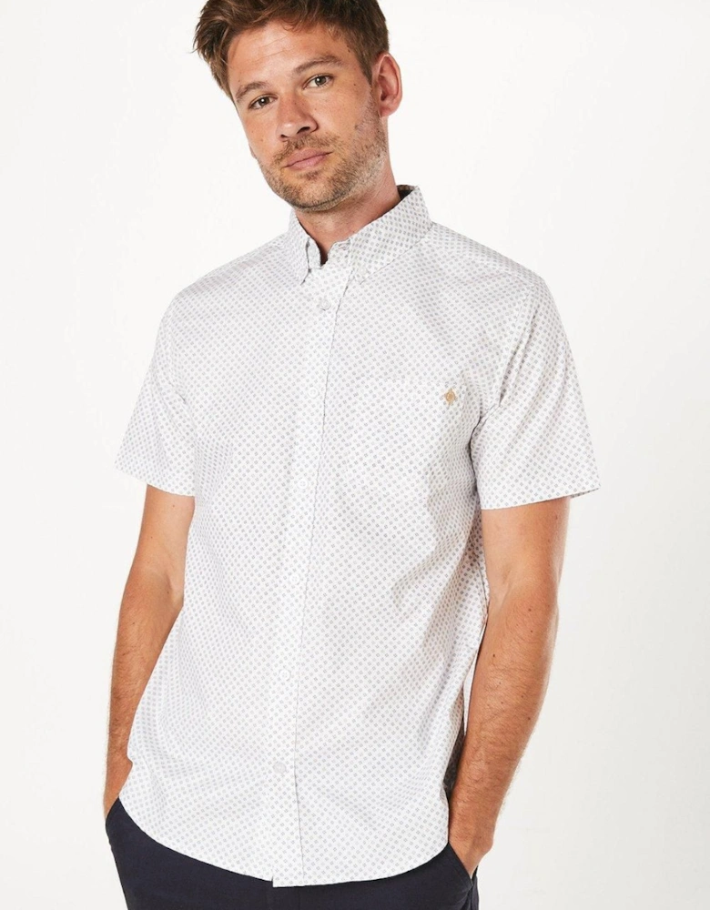 White Geo Sphere Print Short Sleeve Shirt