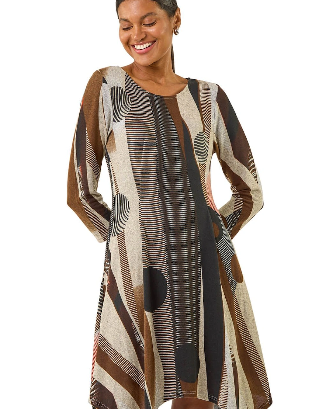 Geo Print Hanky Hem Stretch Dress, 2 of 1