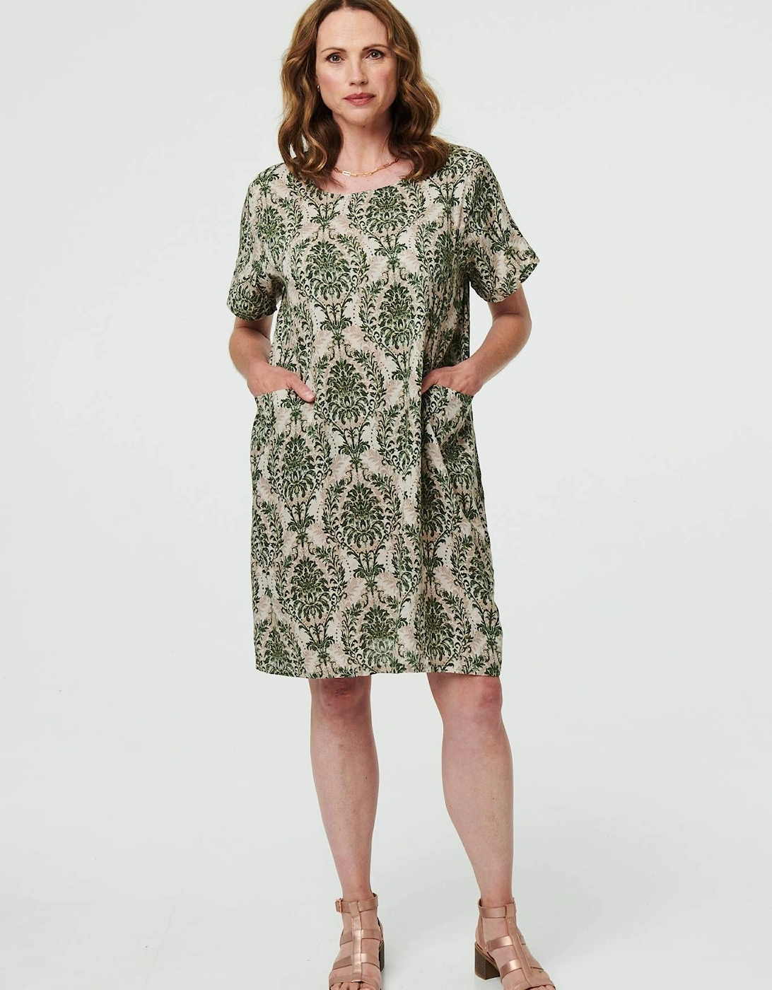 Baroque Print Relaxed Short Shift Dress, 2 of 1