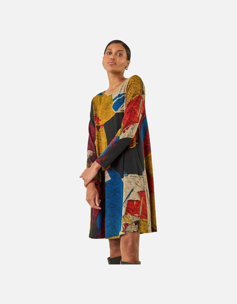 Abstract Print Swing Dress