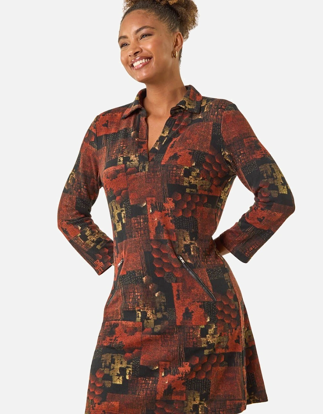 Patchwork Print Shift Dress, 2 of 1