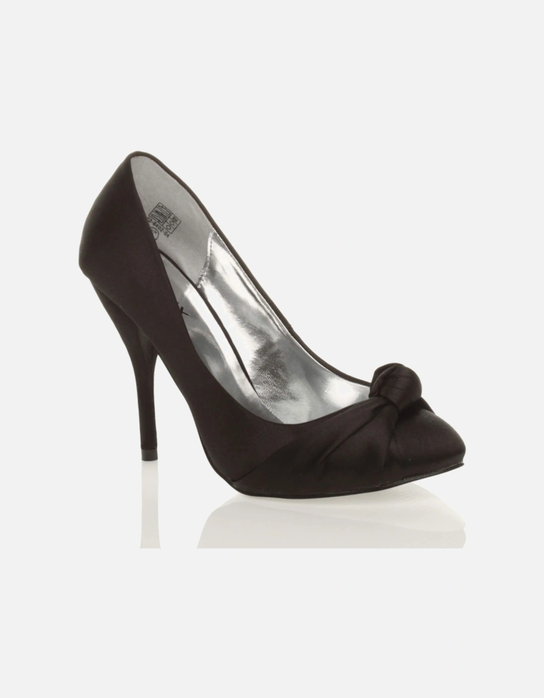 High Stiletto Heel Ruched Knot  Court Shoes