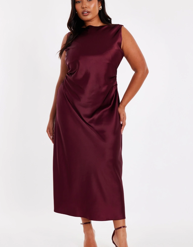 Red Curve Satin Midaxi Dress