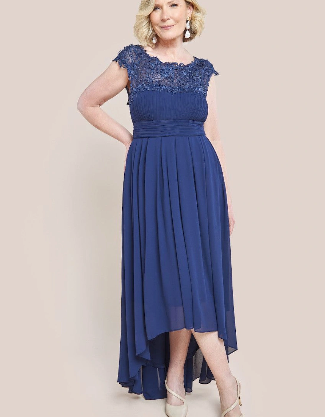Crochet & Pleated Top High Low Maxi Dress, 2 of 1