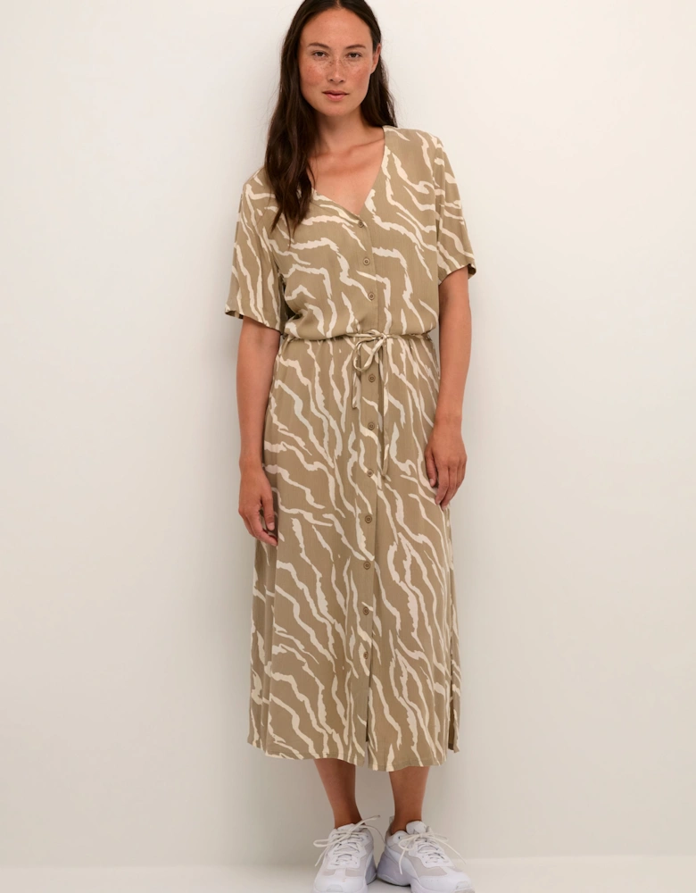 Tara V-Neck Short Sleeve Midi Dress Printed
