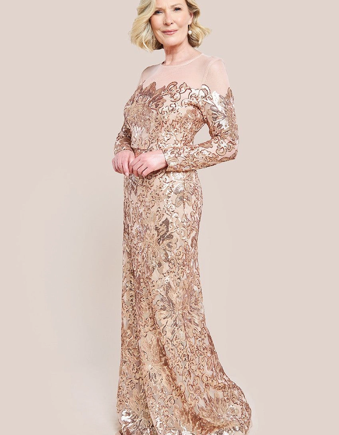 Floral Sequin Mesh Maxi Dress, 2 of 1