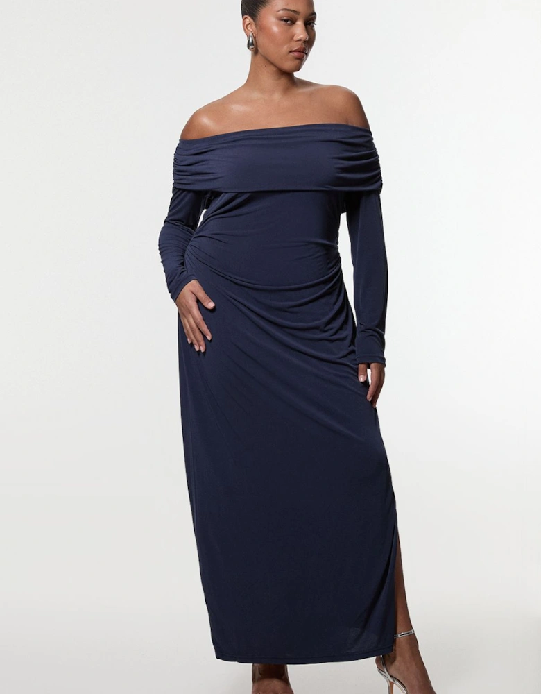 Plus Size Bardot Drapey Midi Dress