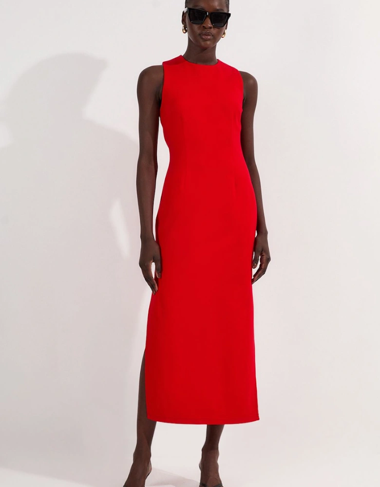 Ponte Crew Neck Maxi Dress