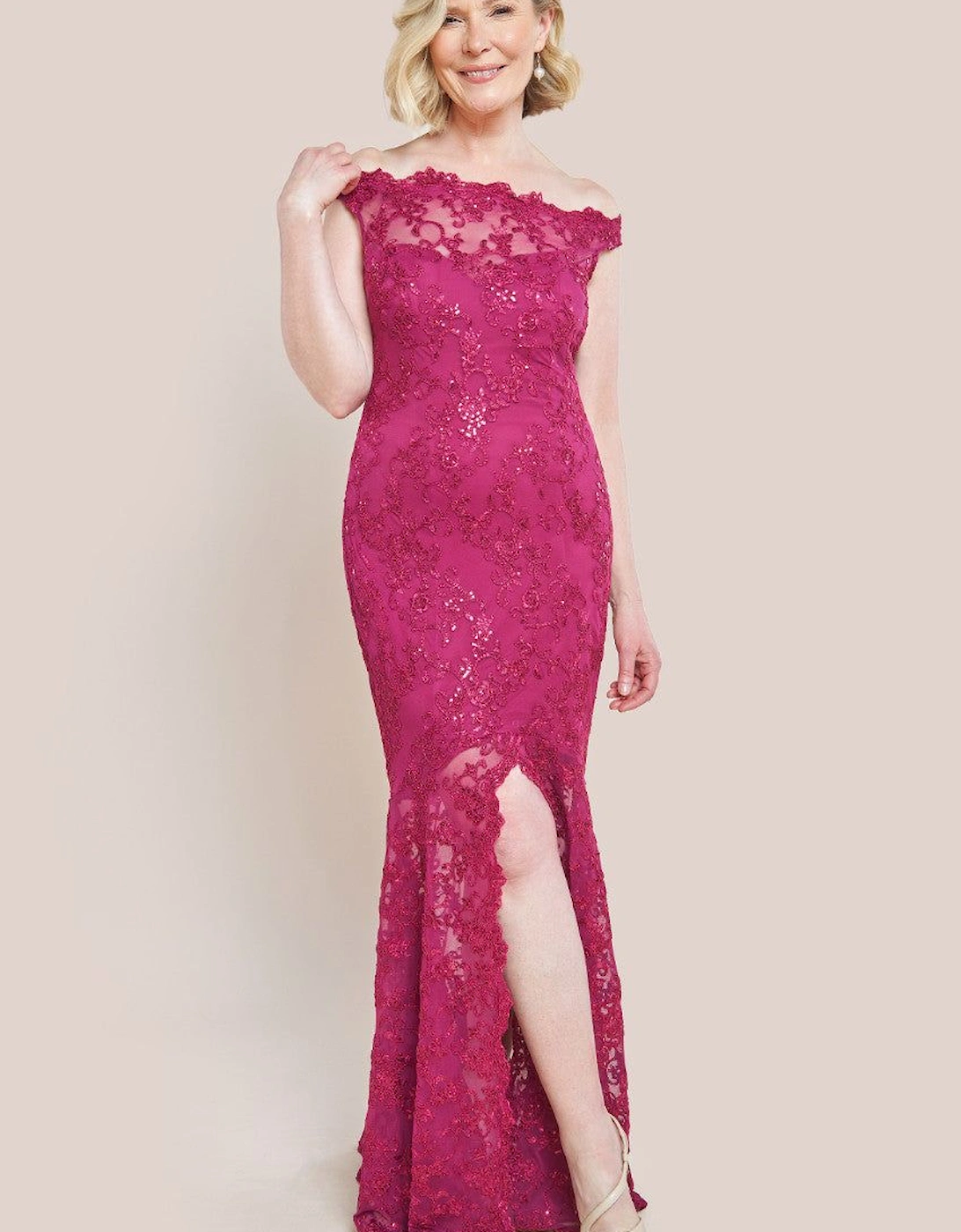 Lace Scallop Edge Mermaid Maxi Dress, 2 of 1