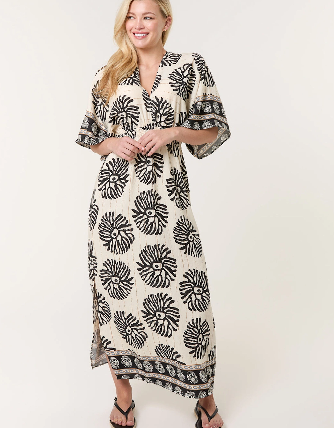 Black Elasticated V-Neck Dress, 2 of 1