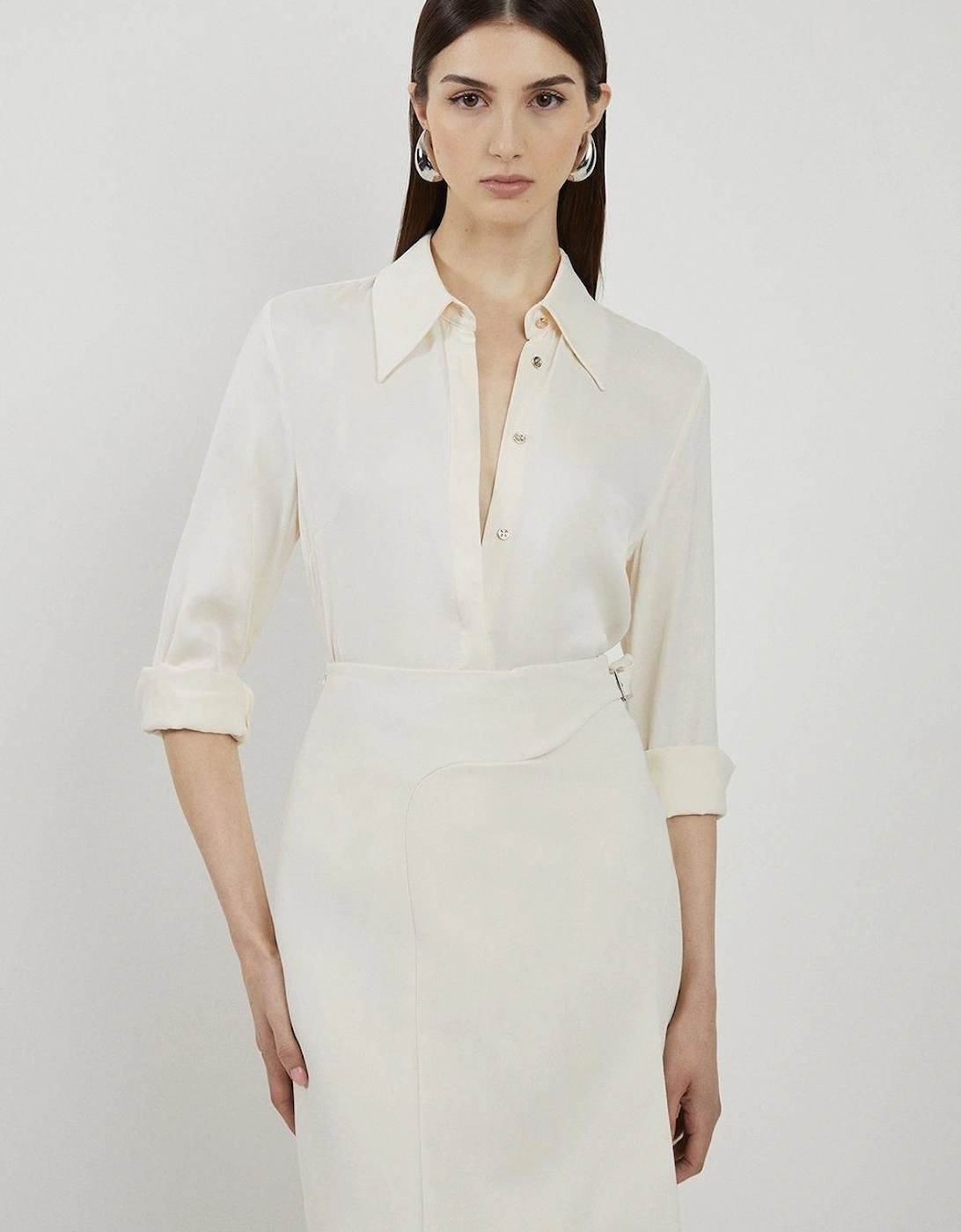 Tailored Buckle Detail Pleated Mini Skirt, 2 of 1