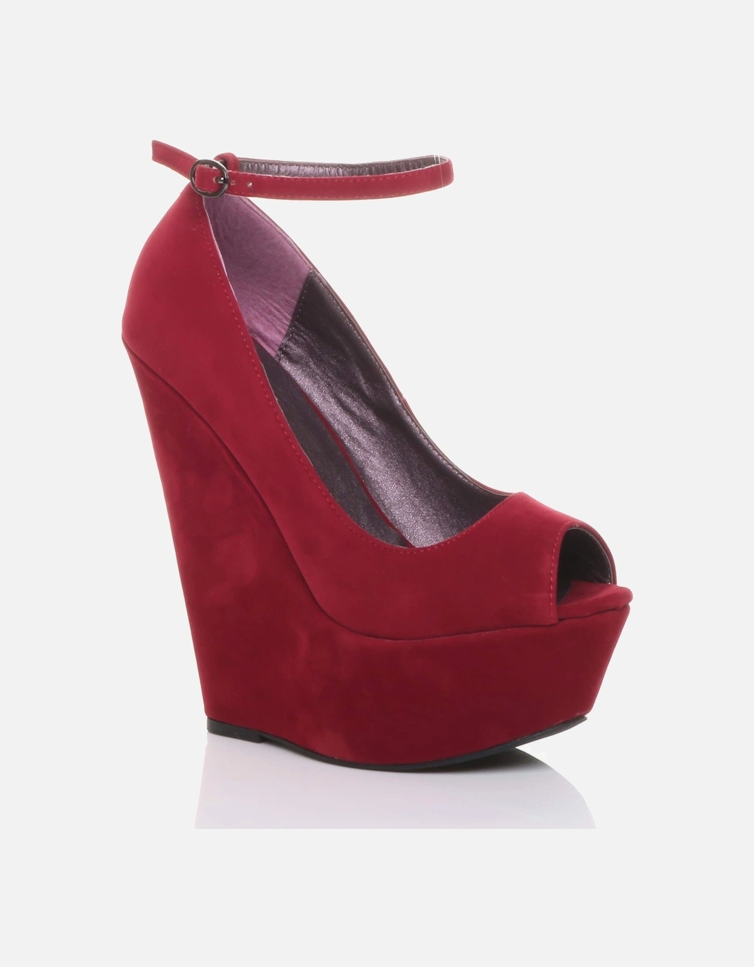 High Wedge Heel Platform Ankle Strap Peep Toe  Court Shoes, 2 of 1