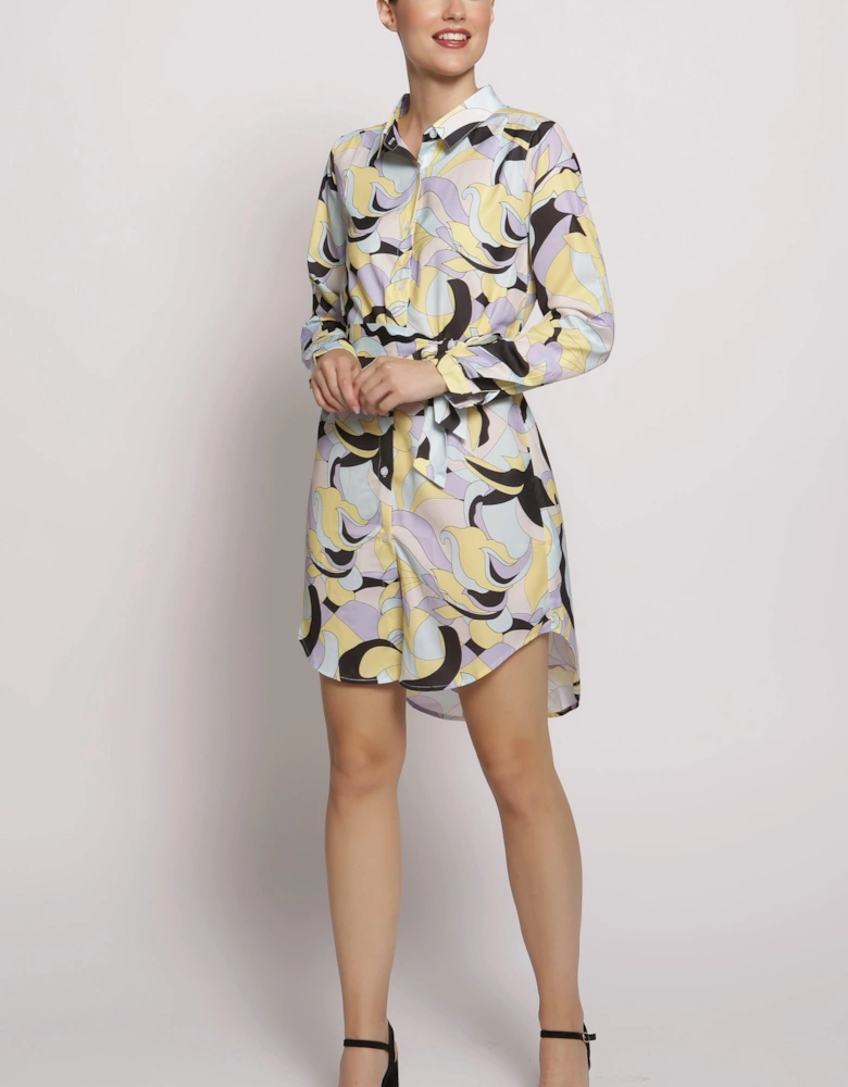 Abstract Print Shirt Dress