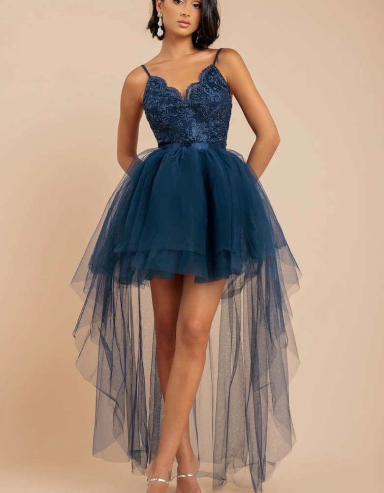 High Low Tulle Midi With Lace Bodice