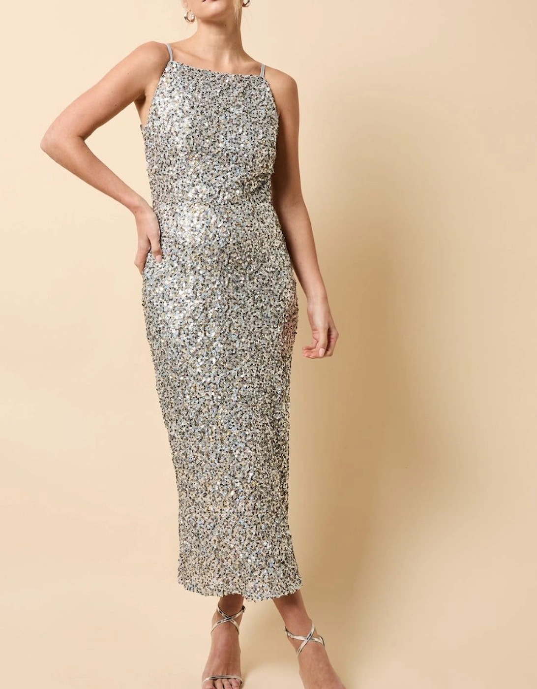 Silver and Gold Sequin Midaxi Dress, 2 of 1