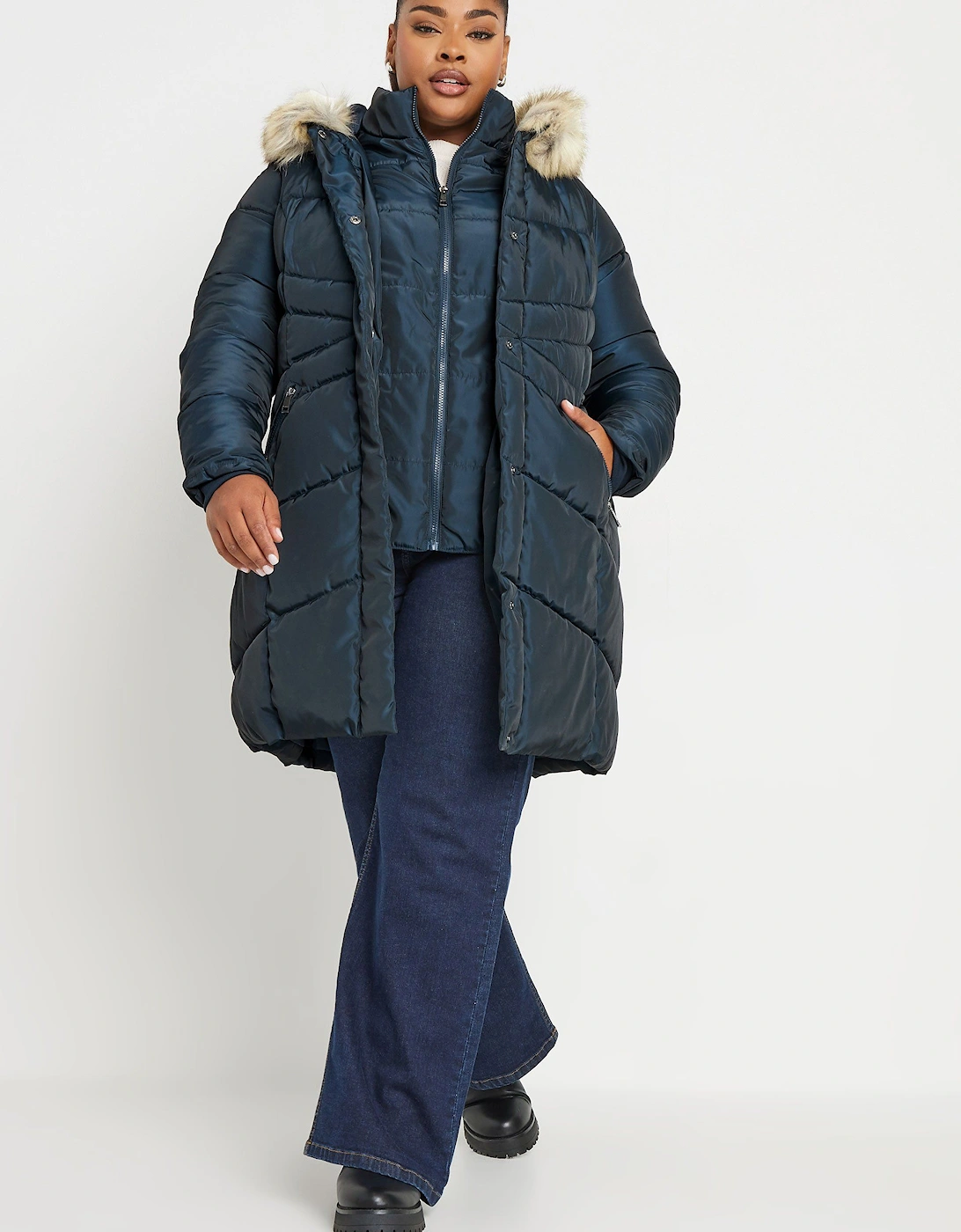 Faux Fur Trim Puffer Coat, 2 of 1