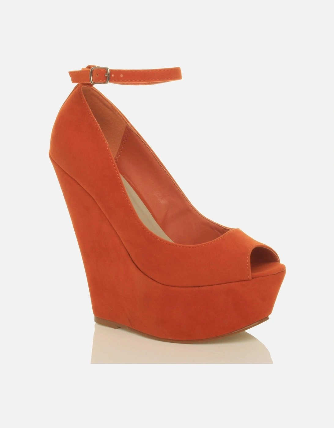 High Wedge Heel Platform Ankle Strap Peep Toe  Court Shoes, 2 of 1