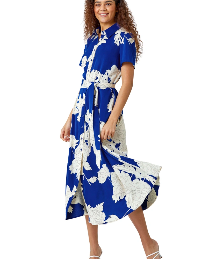 Shadow Floral Print Shirt Dress