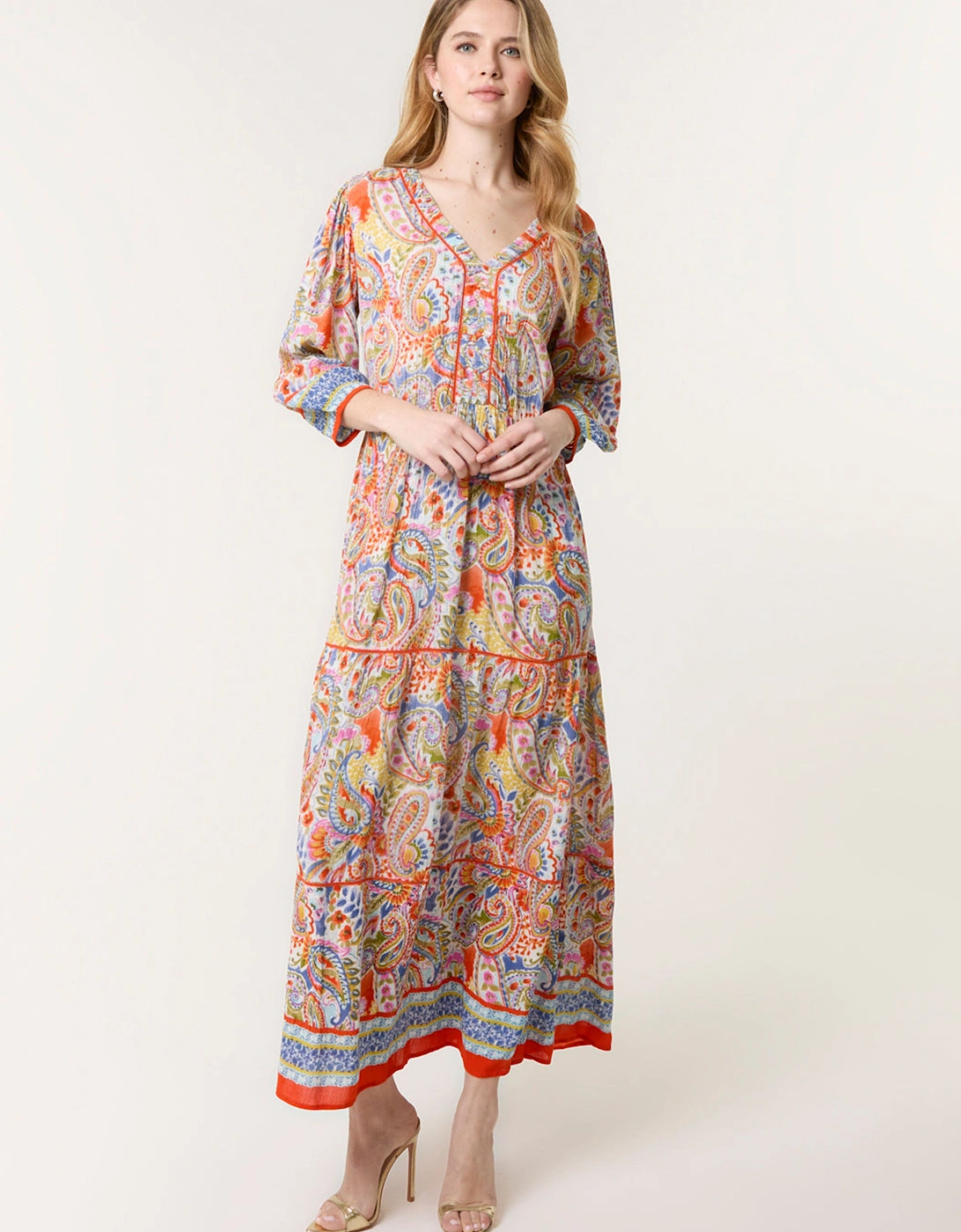 Multi Paisley Tiered Maxi Dress, 2 of 1