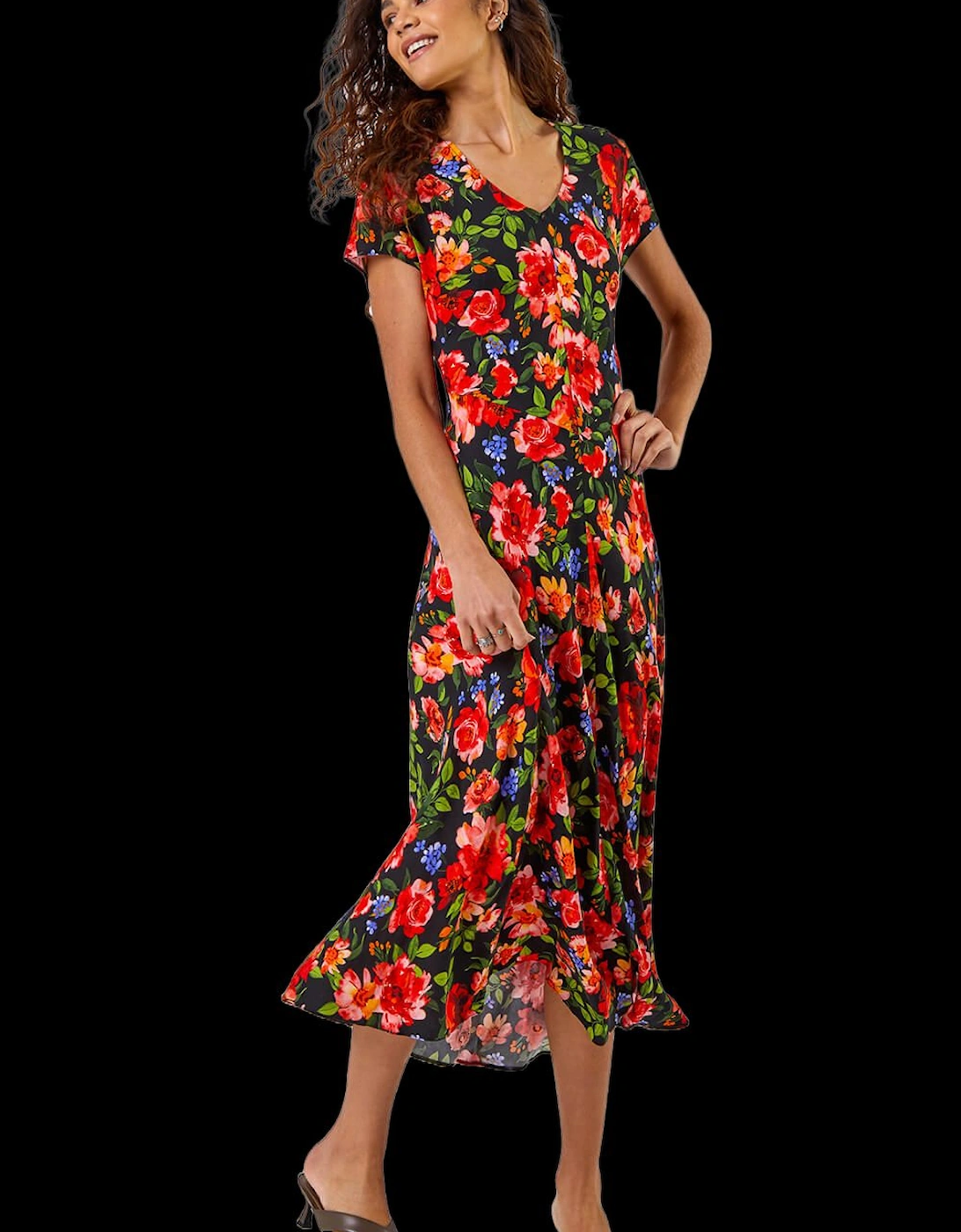 Floral Print Fit & Flare Midi Dress, 2 of 1