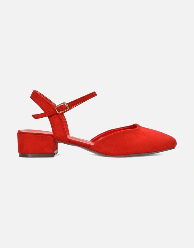 'Hilary' Square Closed Toe Strappy Court Shoe Low Heels