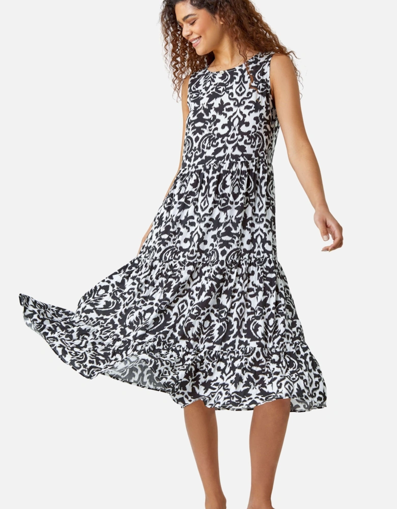 Baroque Tiered Smock Midi Dress