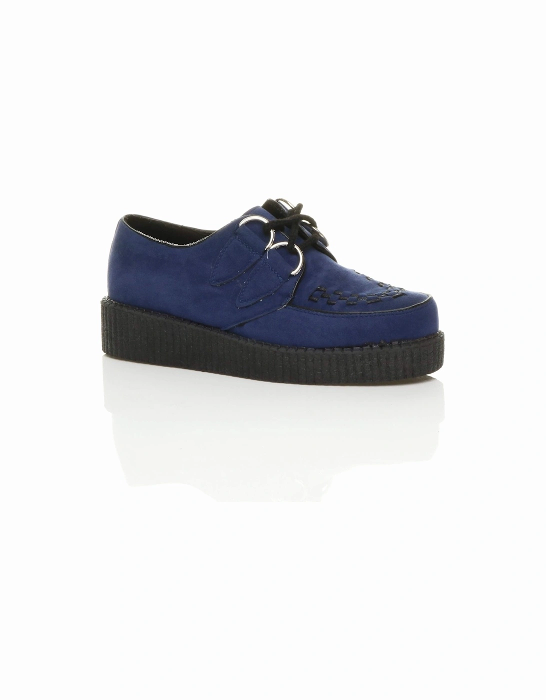 Low Wedge Heel Brothel Creepers Faux Suede Lace Up Shoes, 2 of 1
