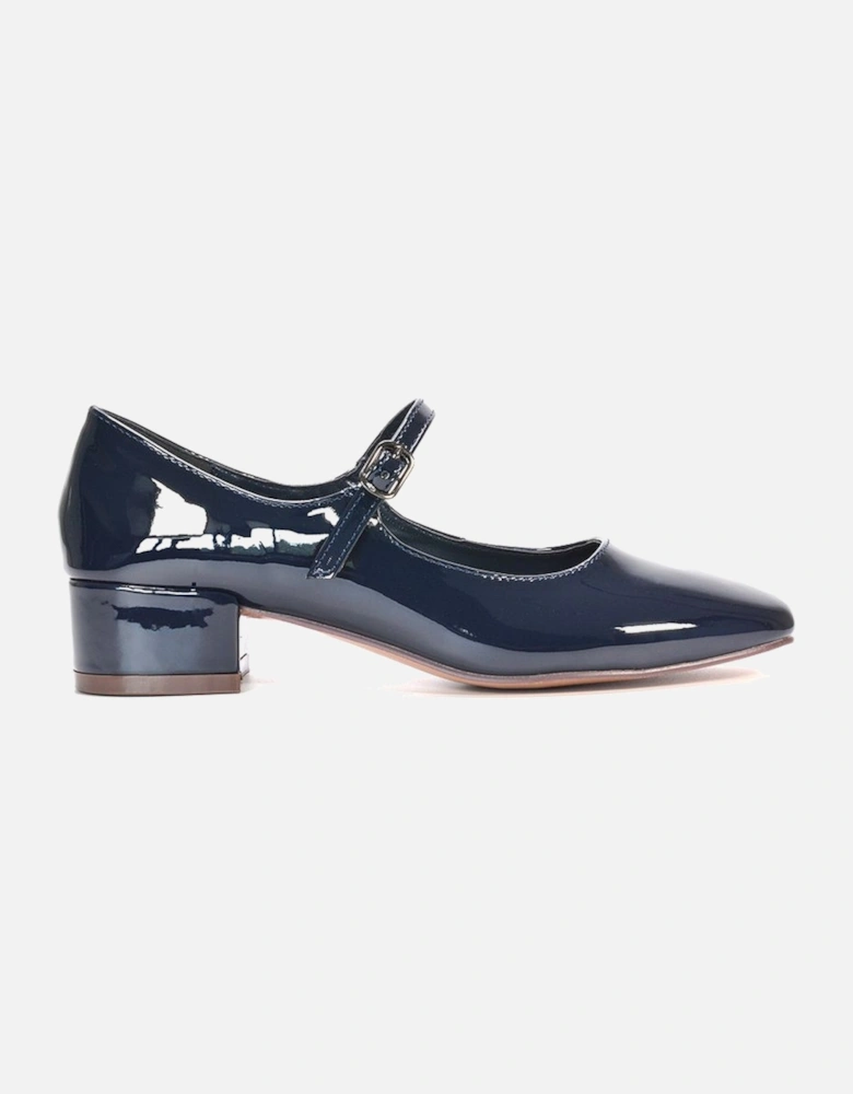 'Jenna' Mary Jane Square Toe Low Heel Buckle Strap Court Shoes