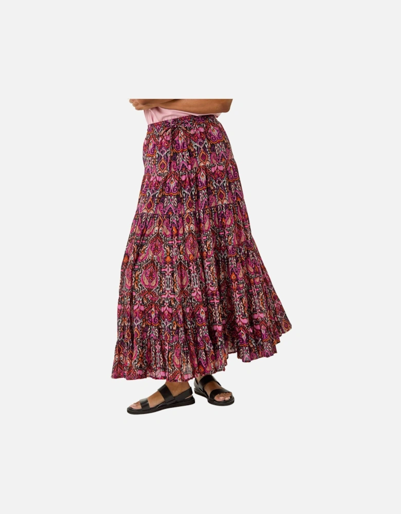 Abstract Print Tiered Skirt