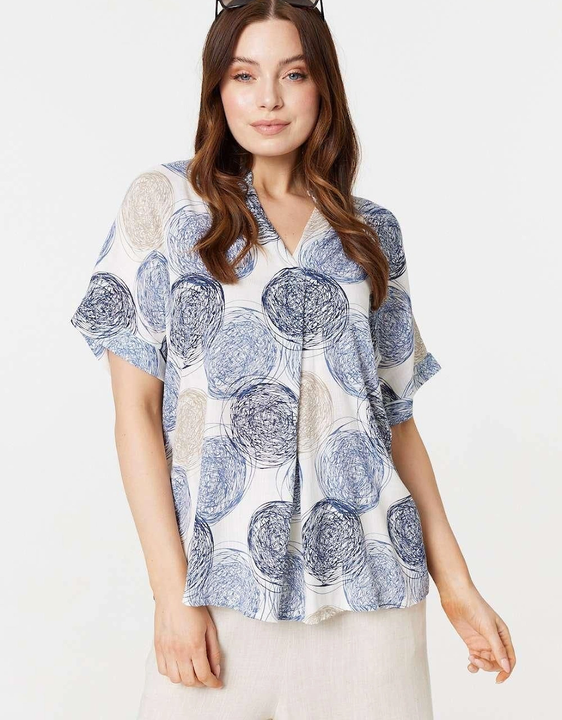Printed V-Neck 1/2 Sleeve Blouse, 2 of 1
