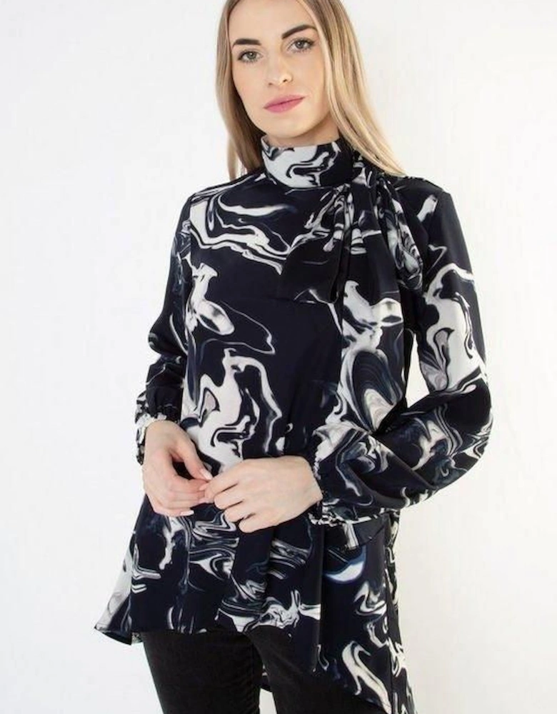 Full Sleeve Marble Print Blouse