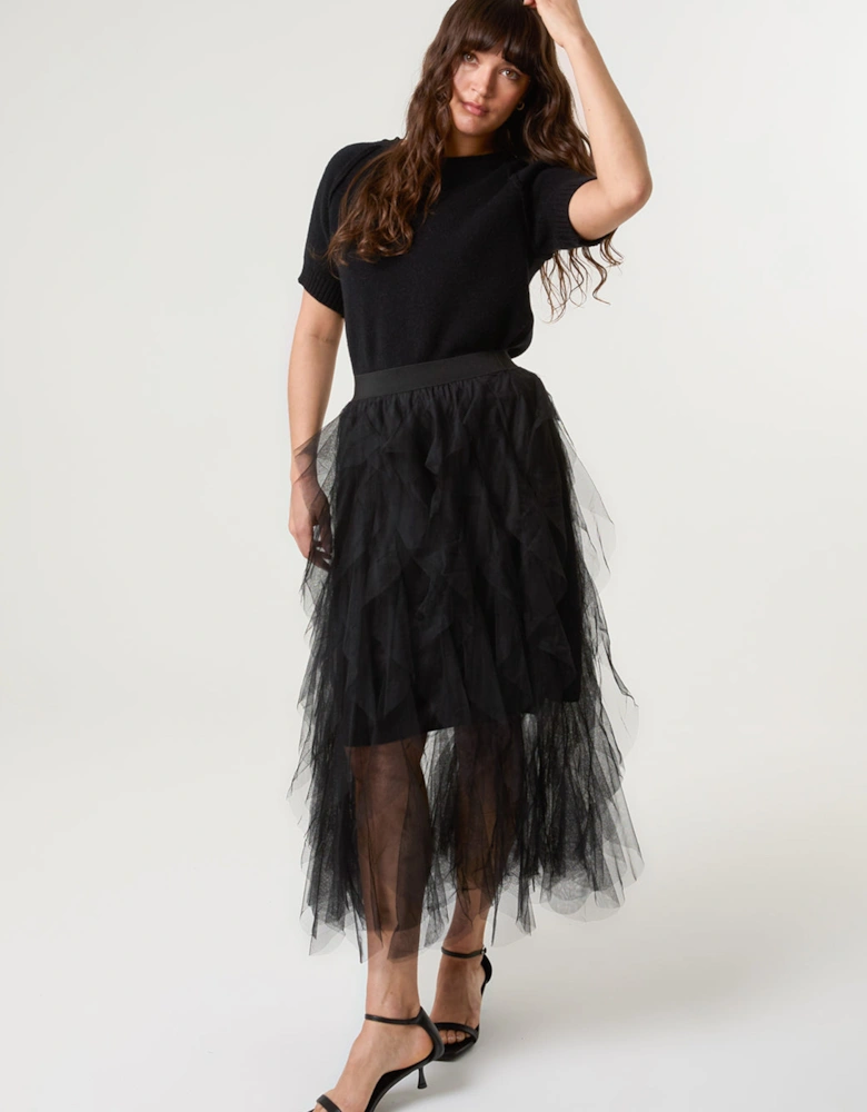 Black Layered Tulle Skirt
