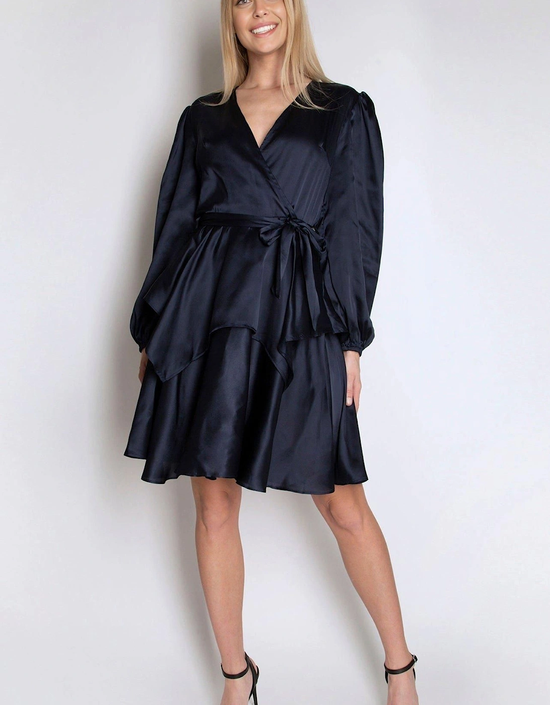 Full Sleeve Satin Dress with Ruffle Details, 2 of 1