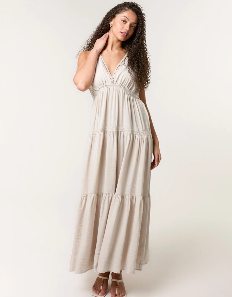 Stone Maxi V Neck Dress