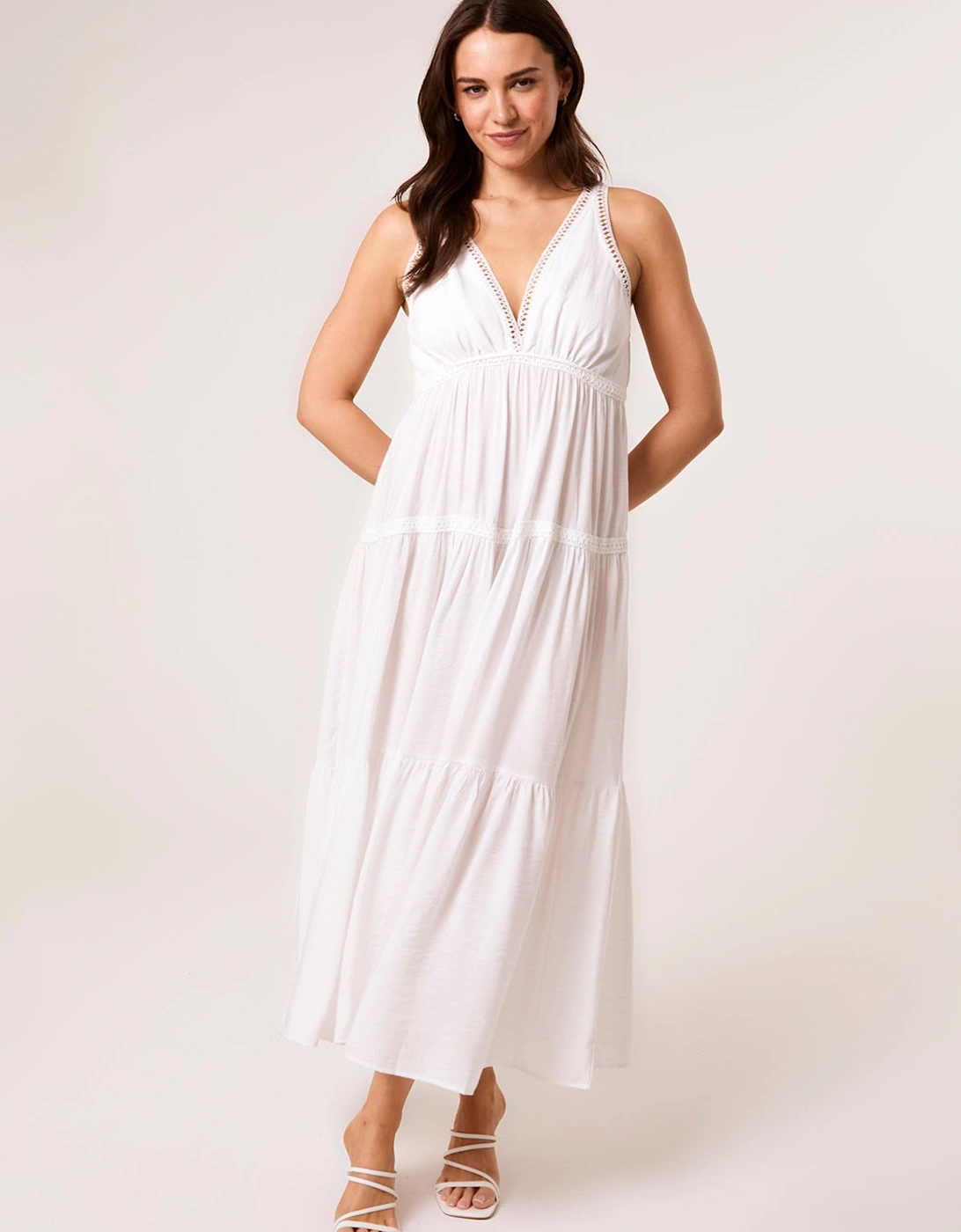 Ivory Maxi V Neck Dress, 2 of 1