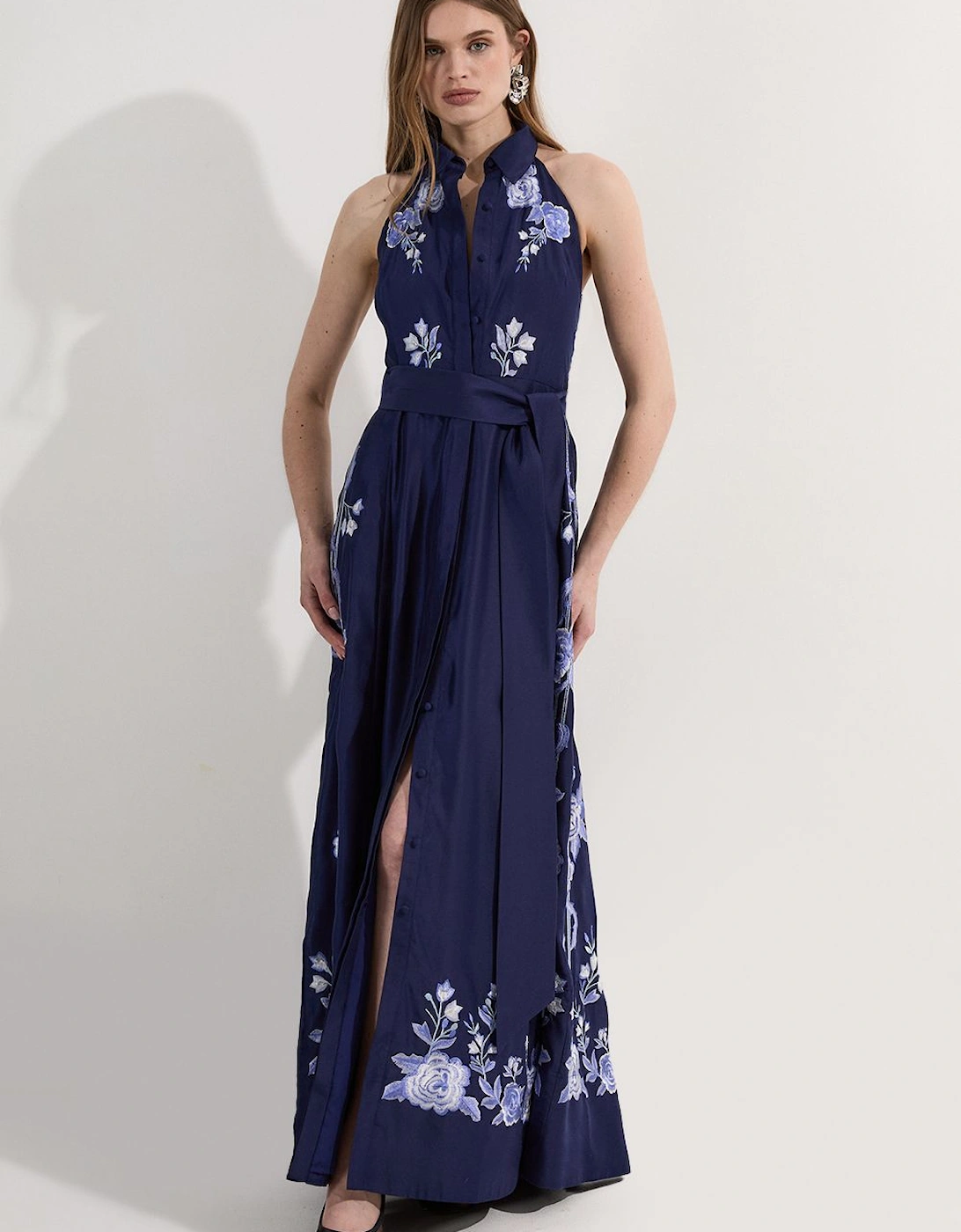 Rose Embroidered Voile Midi Halter Dress, 2 of 1