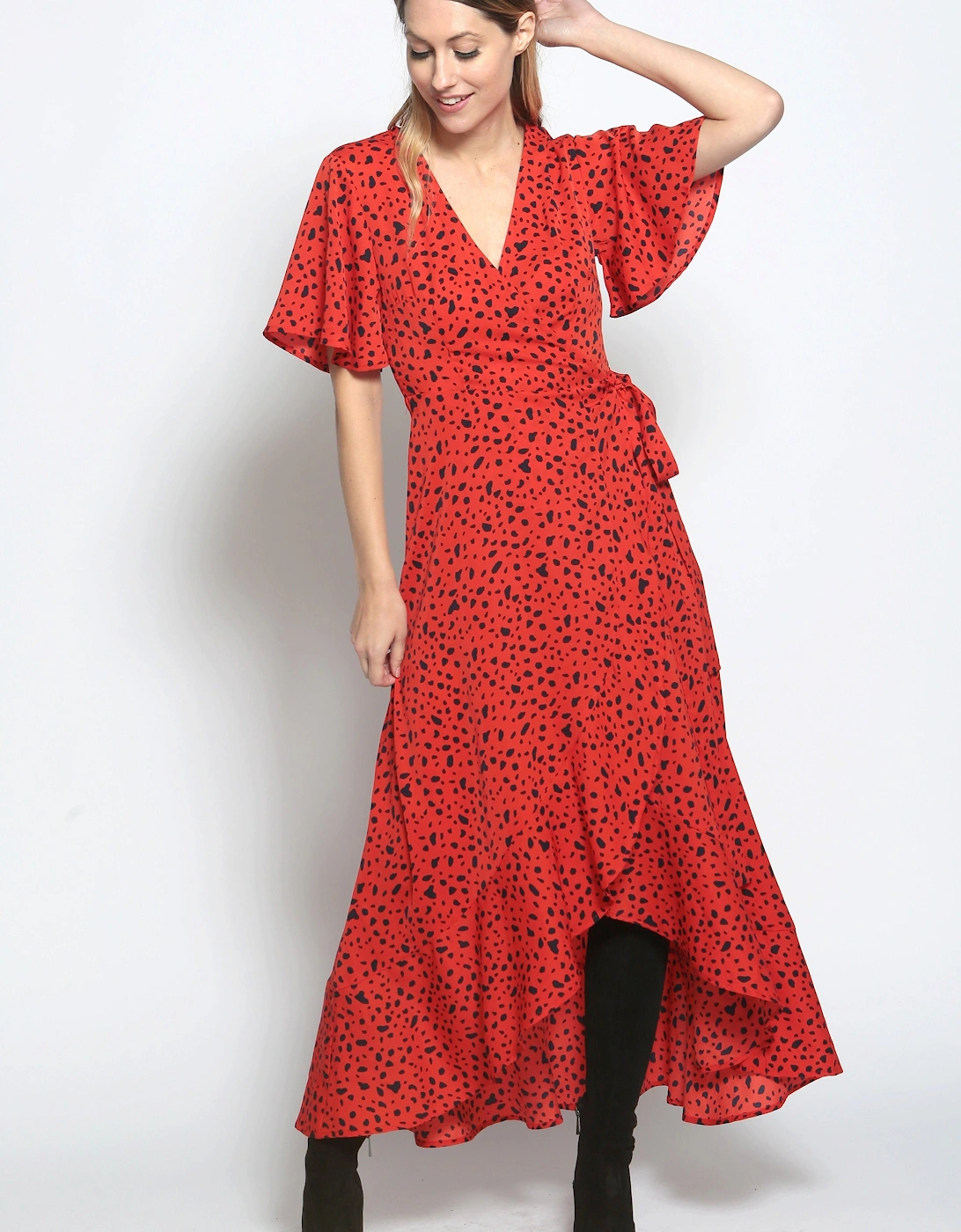 Animal Print Frill Hemmed Wrap Dress, 2 of 1