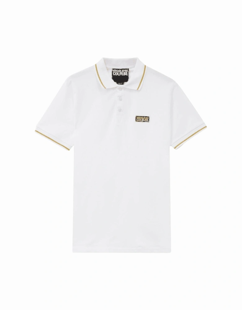 Cotton Metal Logo White/Gold Tipped Polo Shirt