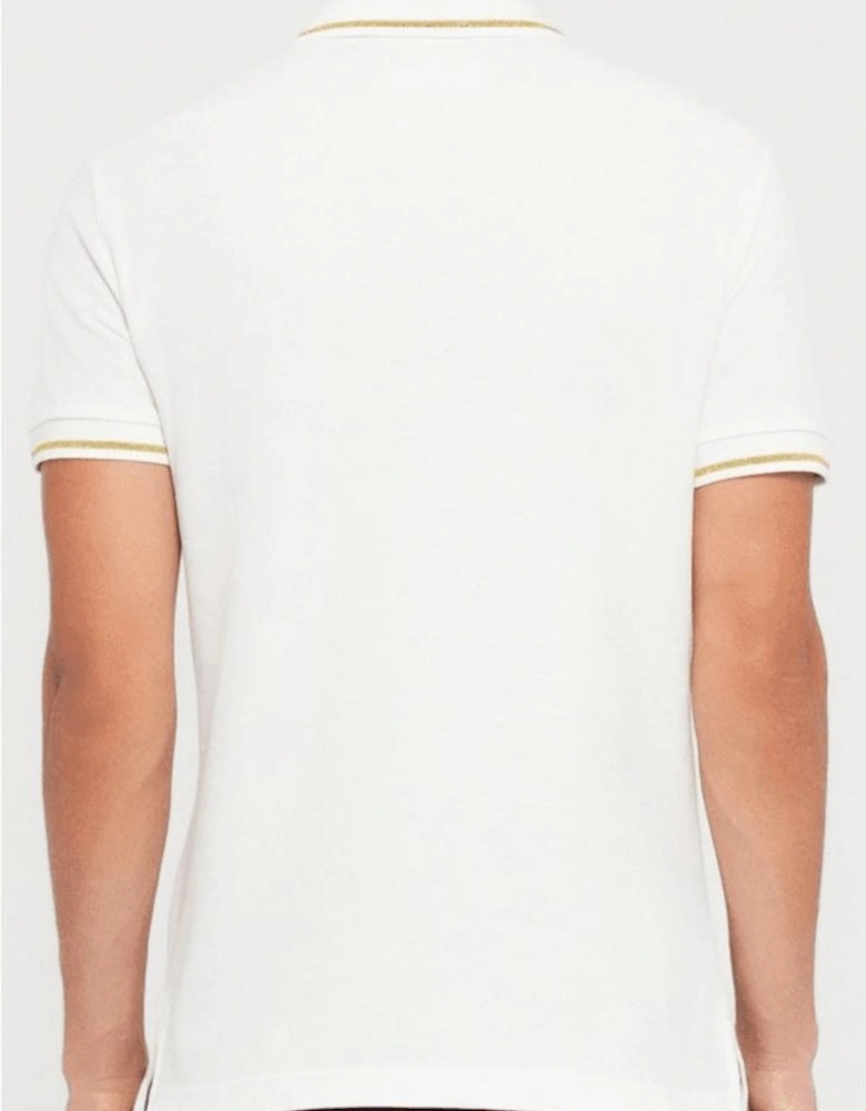 Cotton Metal Logo White/Gold Tipped Polo Shirt