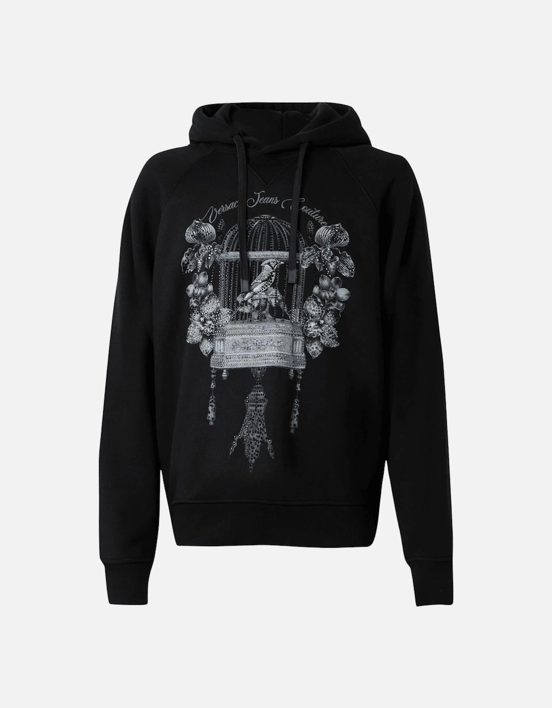Loose Fit Studded Bird Logo Black Hoodie, 5 of 4