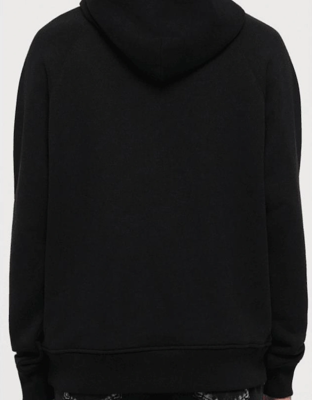 Loose Fit Studded Bird Logo Black Hoodie