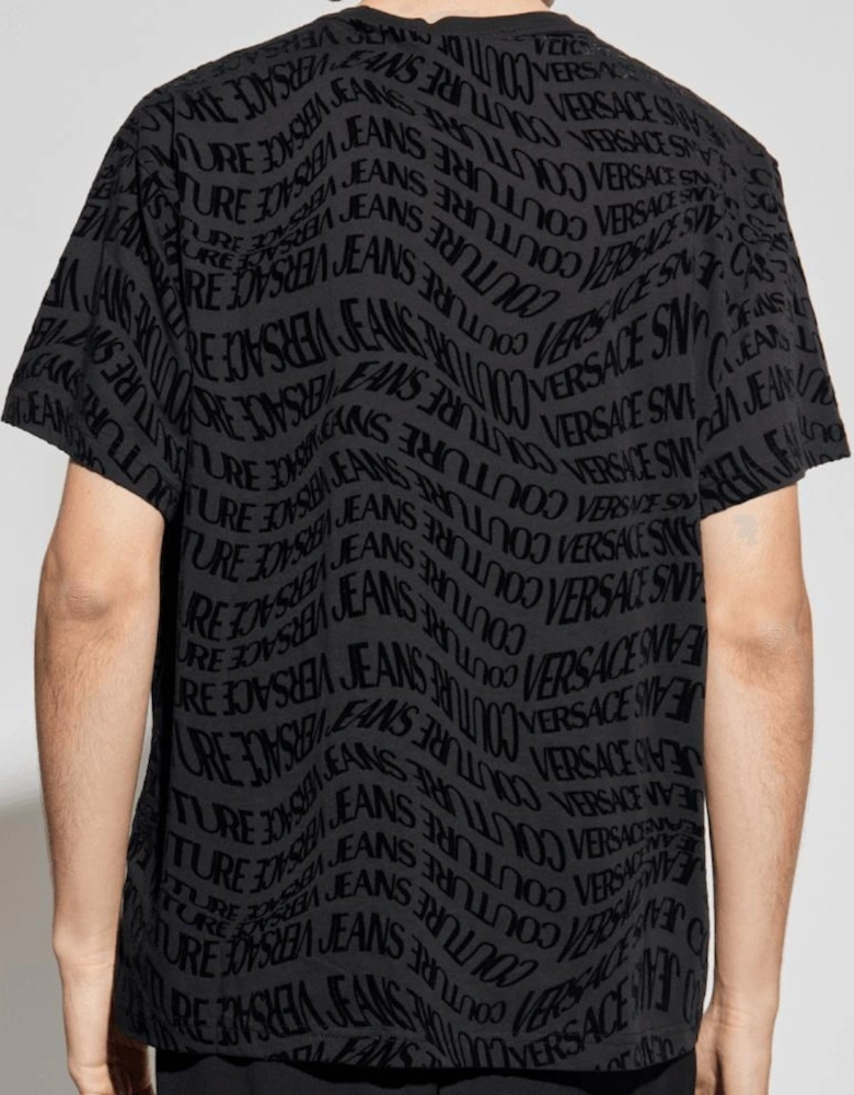 Regular Fit Liquify All Over Logo Black T-Shirt