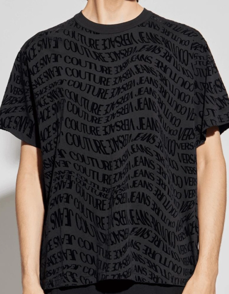 Regular Fit Liquify All Over Logo Black T-Shirt