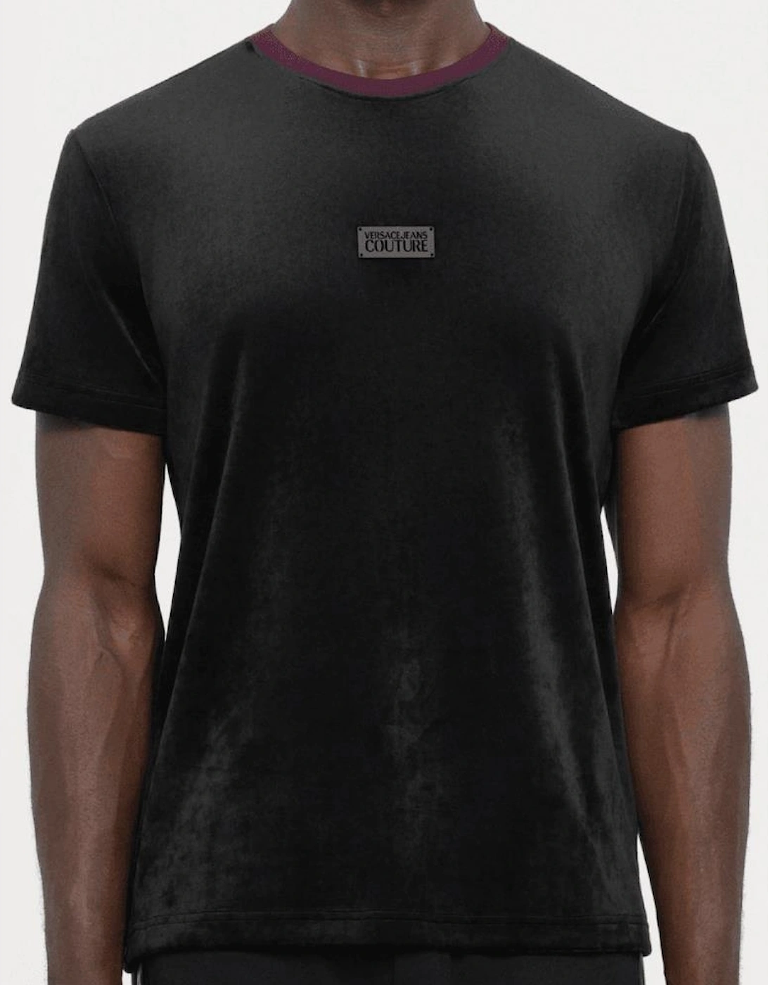 Slim Fit Velour Black T-Shirt