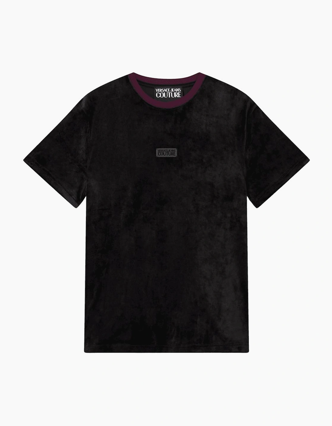 Versace Men's Slim Fit Velour Black T-Shirt - Size: 38