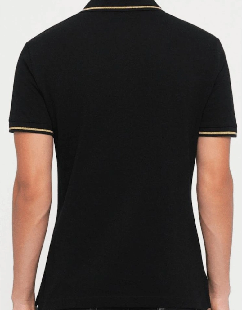 Cotton Metal Logo Black/Gold Tipped Polo Shirt