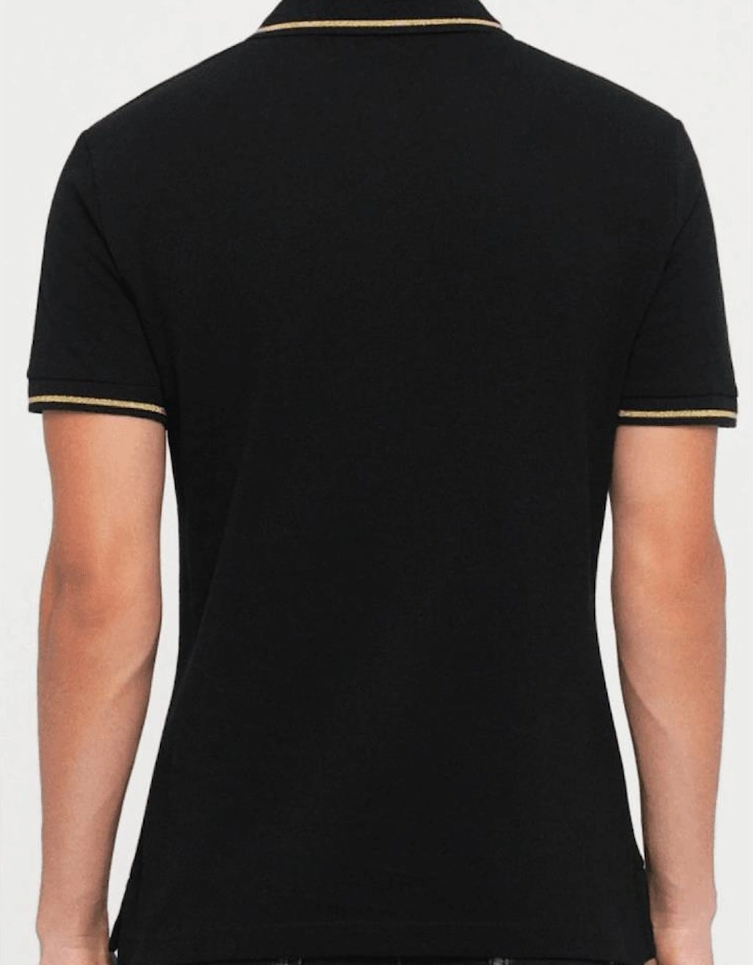 Cotton Metal Logo Black/Gold Tipped Polo Shirt