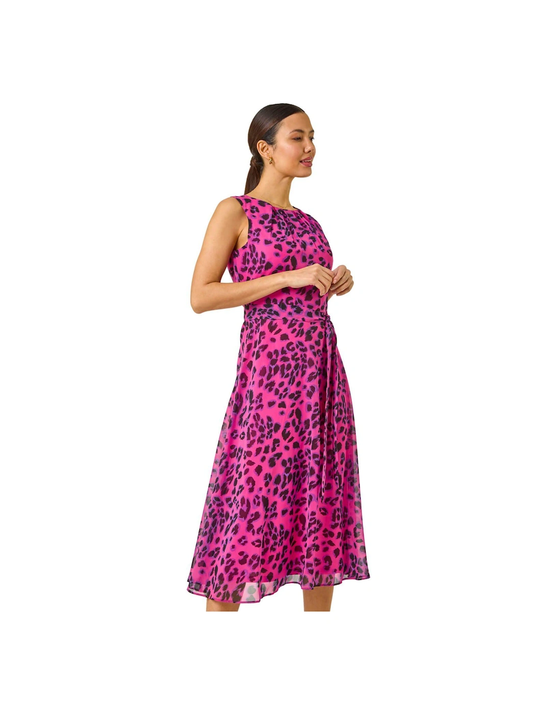 Animal Print Pleated Chiffon Dress, 2 of 1
