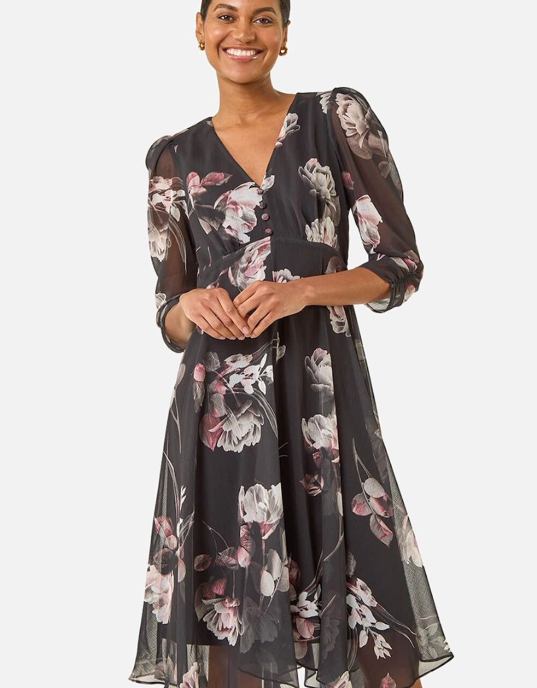 Floral Print Hanky Hem Dress, 2 of 1