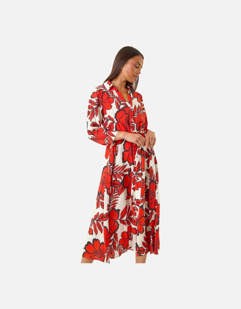 Petite Floral Midi Shirt Dress